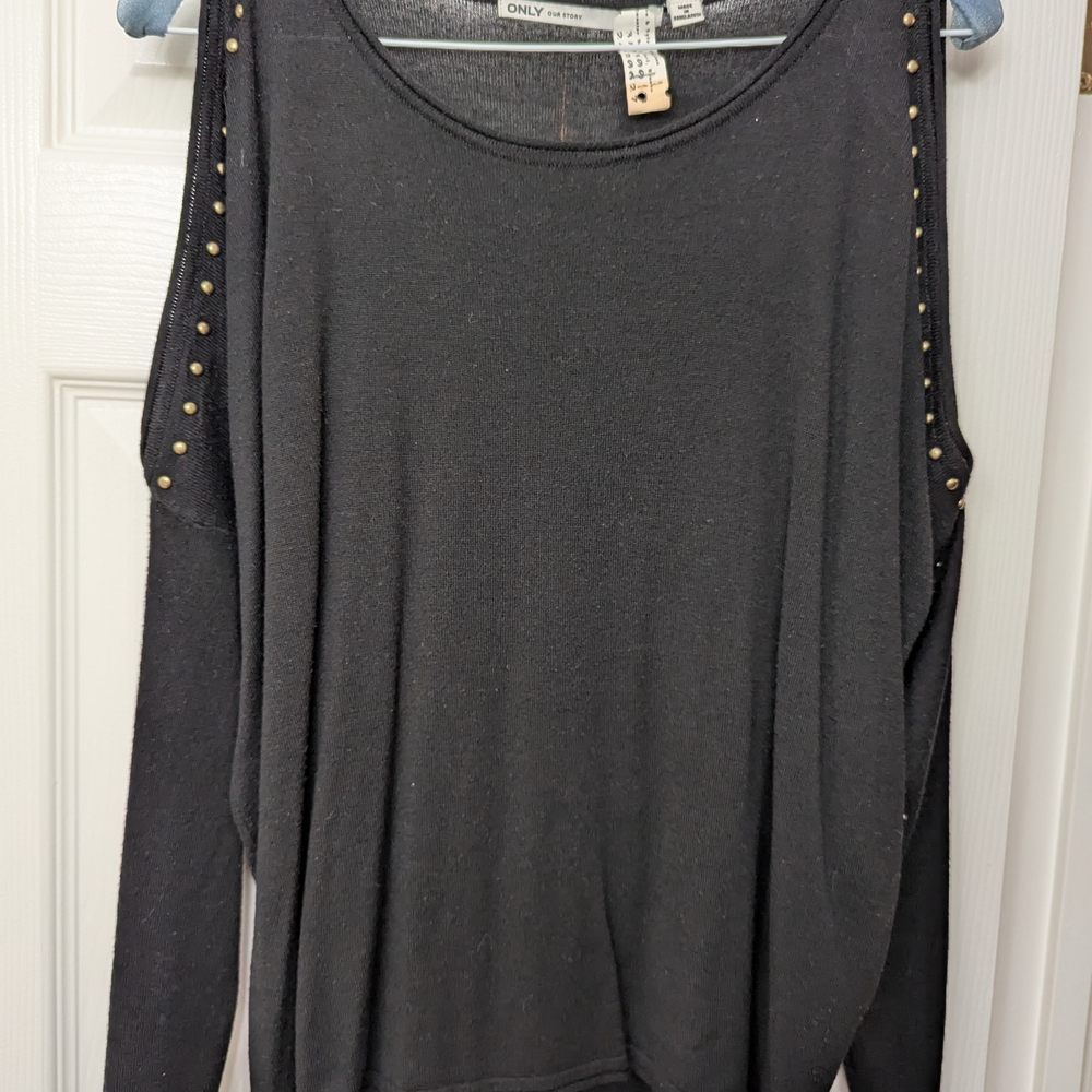 ONLY Black Blouse with Gold Accents